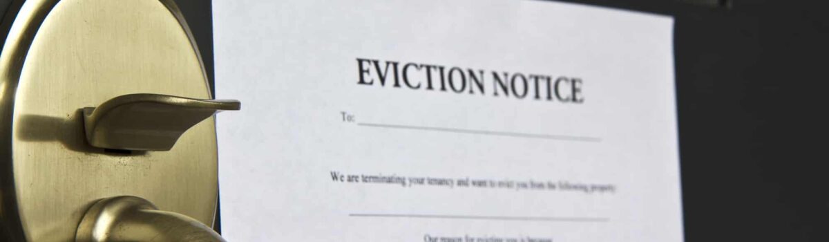 eviction notice on door of bad tenants Bergan & Company Property Management Denver, Centennial, Colorado